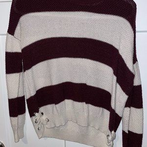 Maroon and White Stripped Sweater